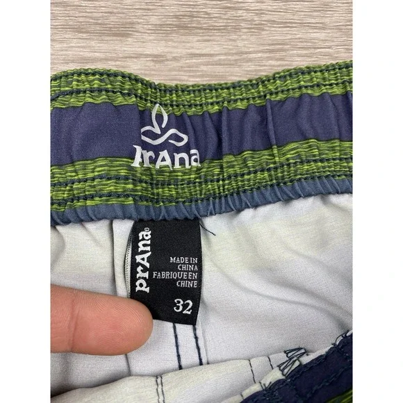 Prana Men's Drawstring Swim Surf Board Shorts Blue Green Size 32 - Picture 3 of 9